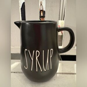 Rae Dunn Black Ceramic Syrup Jug